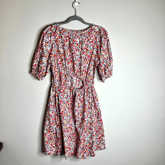 Old Navy Waist-Defined Puff-Sleeve Floral Cotton-Poplin Mini Dress Ditsy Floral - Picture 5 of 5